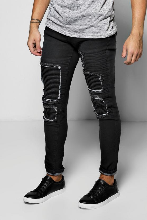 Premium Skinny Fit Rip And Repair Biker Jeans